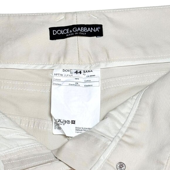 Dolce & Gabbana Vintage Cream Cotton Twill Mid-Rise Slacks Pants Sz. 8 - Picture 8 of 16